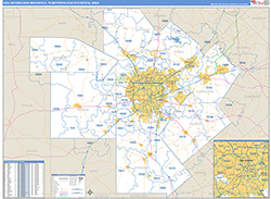 San Antonio-New Braunfels Metro Area Wall Map Basic Style 2026